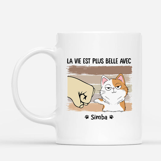 3314MFR1 la vie est meilleure avec mon chat mug personnalise chat