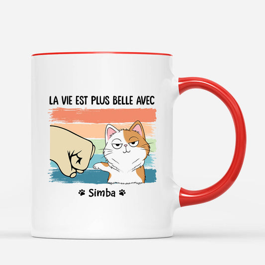 3314MFR2 la vie est meilleure avec mon chat mug personnalise chat