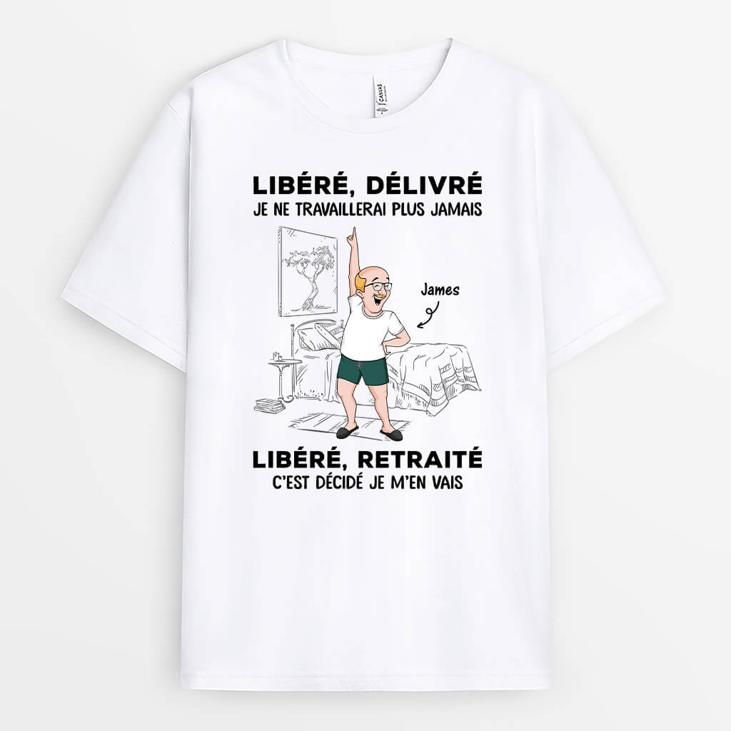 3316AFR1 libere delivre version homme en pyjama t shirt retraite personnalise homme