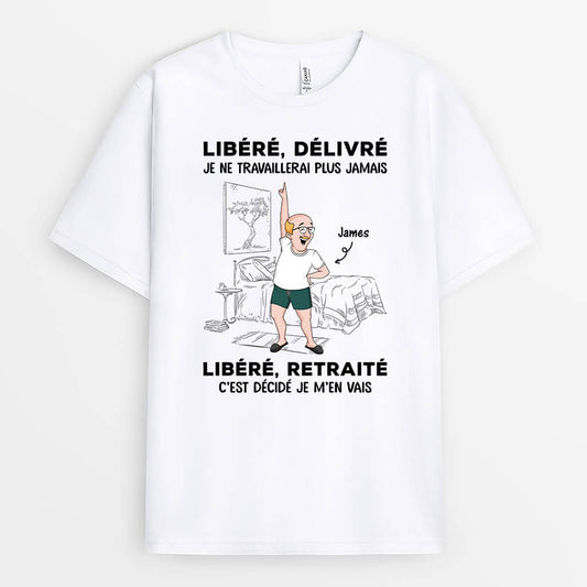 3316AFR1 libere delivre version homme en pyjama t shirt retraite personnalise homme