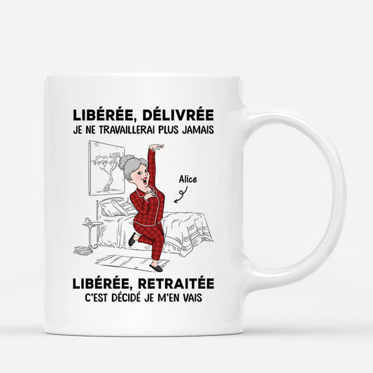 3316MFR1 libere delivre version femme en pyjama mug retraite personnalise femme