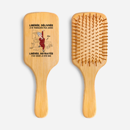 3316QFR1 brosse a cheveux personnalisee en bambou pour retraite libere delivre 3316q3q0a