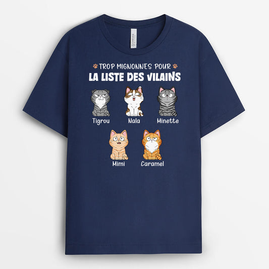 3324AFR1 trop mignons pour la liste des vilains version chats tee shirt personnalise chat