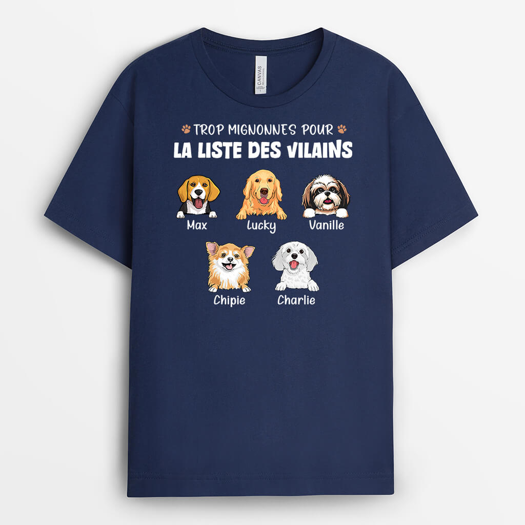 3324AFR1 trop mignons pour la liste des vilains version chiens t shirt chien personnalise