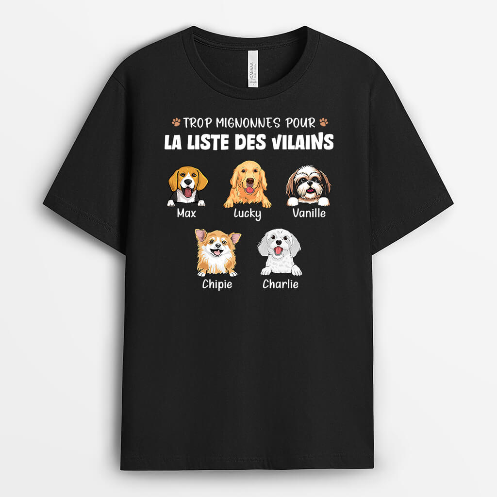 3324AFR2 trop mignons pour la liste des vilains version chiens t shirt chien personnalise