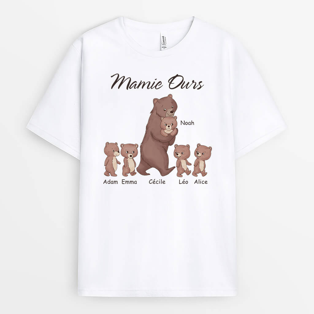 3325AFR1 maman ours brun version t shirt blanc t shirt personnalise pour maman