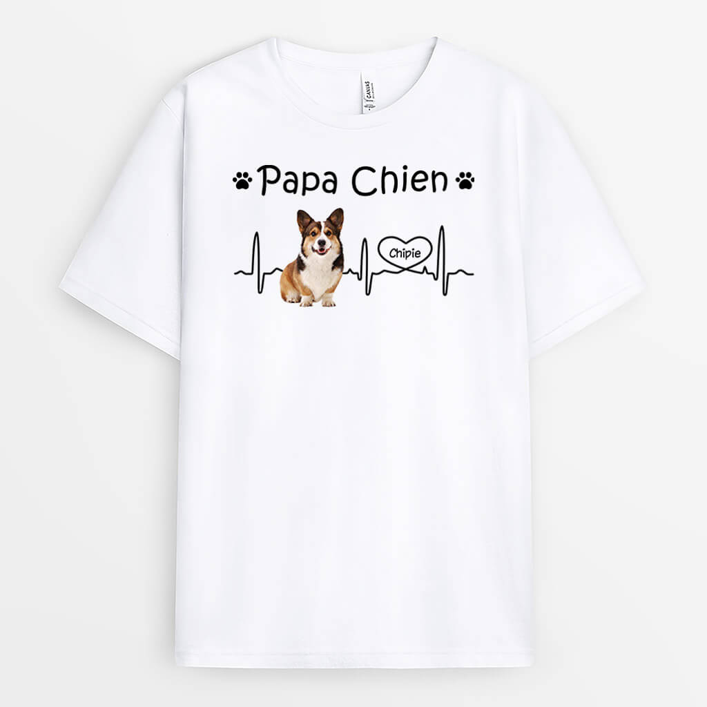 3327AFR1 papa chien avec photo du chien t shirt personnalise chien