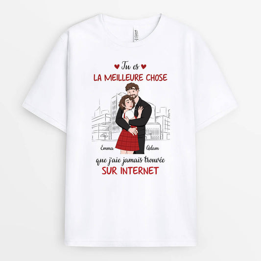 3332AFR1 la meilleure chose que jaie jamais trouvee sur internet t shirt pour couple personnalise