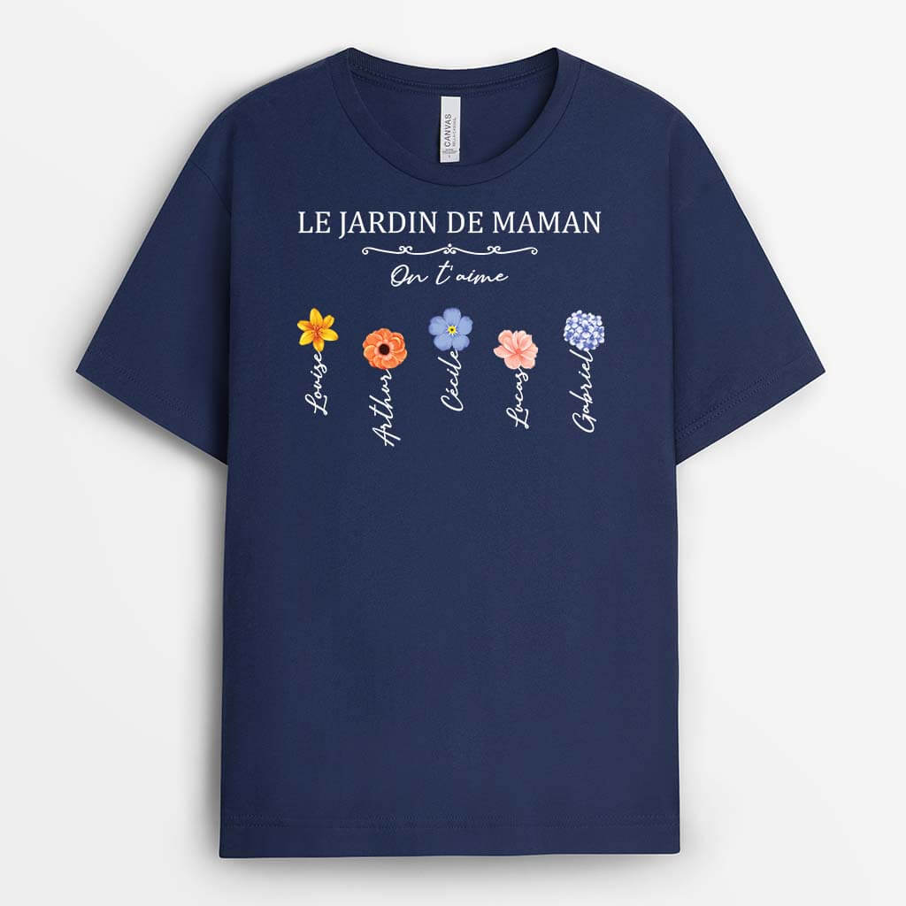 3340AFR2 le jardin de mamie on taime tee shirt mamie personnalisable