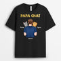 3341AFR1 papa chat mignon qui tourne le dos tee shirt chat personnalise