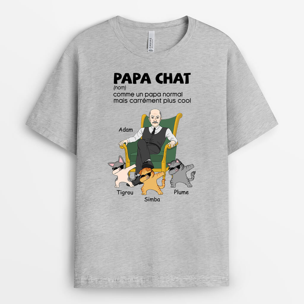 3342AFR2 definition du papa chat cool avec les chats cool tee shirt personnalise chat