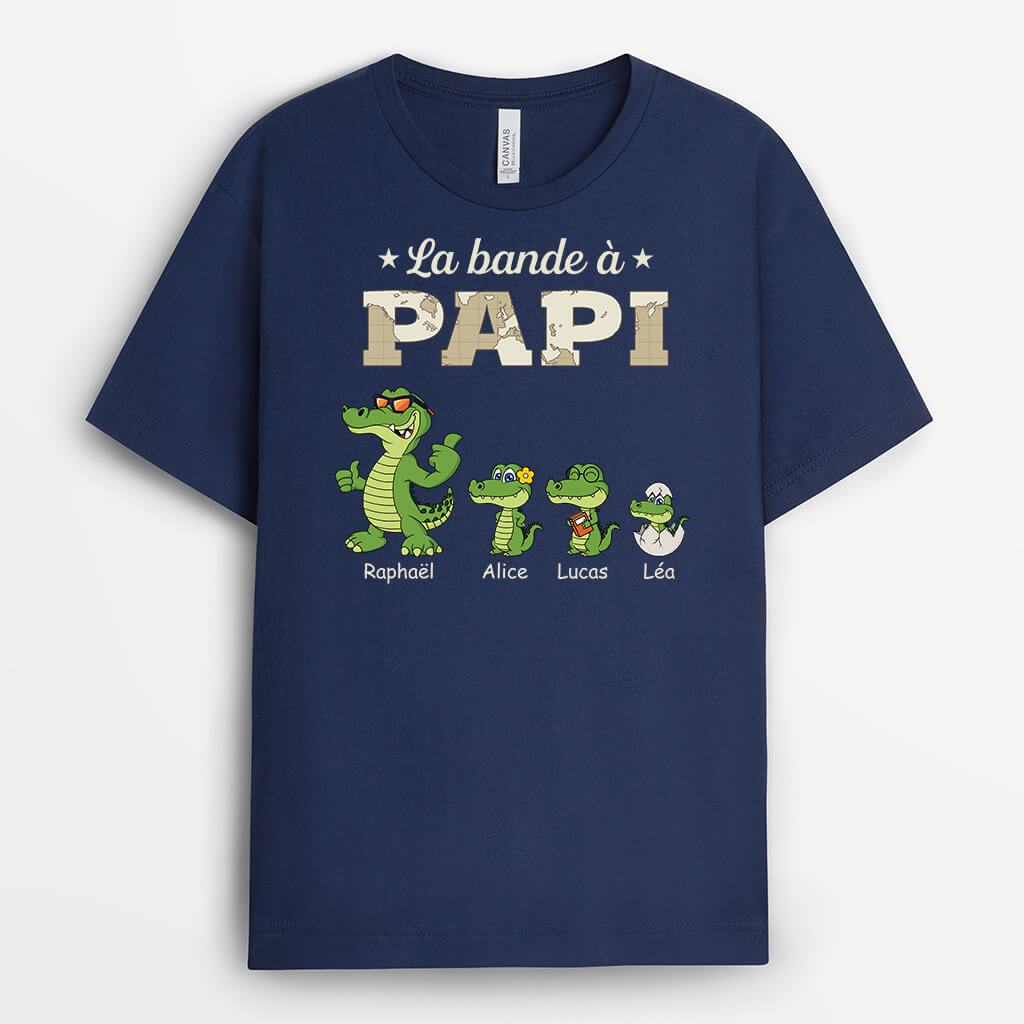 3345AFR1 la bande a papy avec les crocodiles mignons t shirt personnalise pour papy