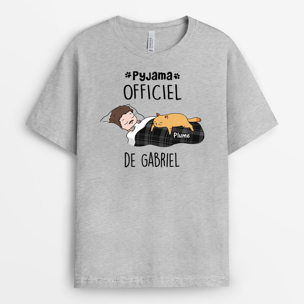 3349AFR2 pyjama officiel de version femme avec chat paresseux t shirt personnalise avec chat