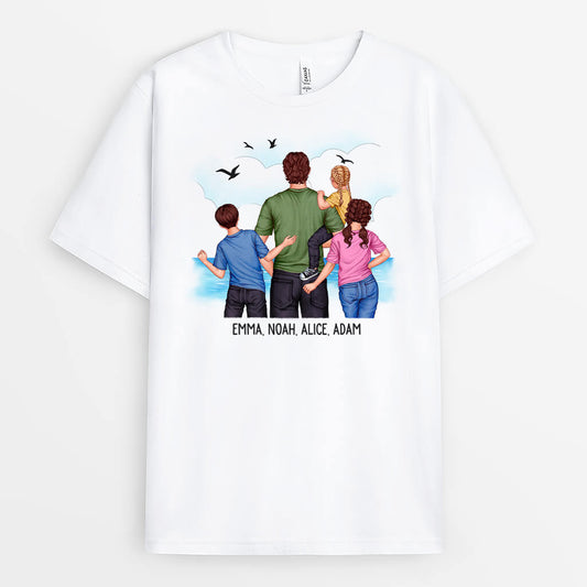 3356AFR1 nos liens precieux au bord de mer t shirt pour papa personnalise