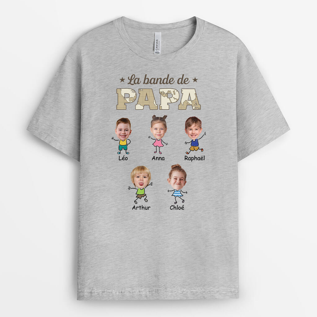 3363AFR2 la bande a papy version des petits enfants en bonhommes allumettes avec visages t shirt papy personnalise