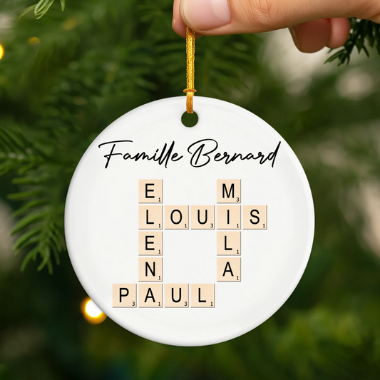 3370OFR2 ornement ceramique personnalise famille notre famille avec mots croises 3370o6t5i
