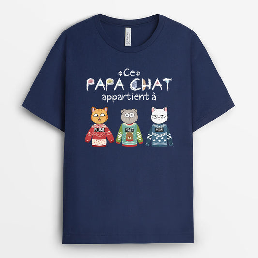 3374AFR2 cette maman appartient aux chats portant les pulls de noel tee shirt avec des chats pour noel