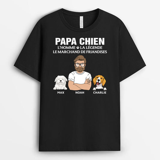 3388AFR1 papa chien le marchand de friandises t shirt chien personnalise