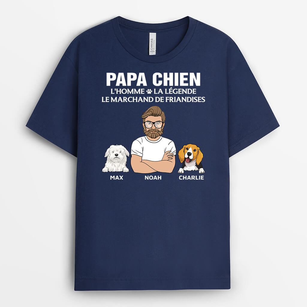 3388AFR2 papa chien le marchand de friandises t shirt chien personnalise