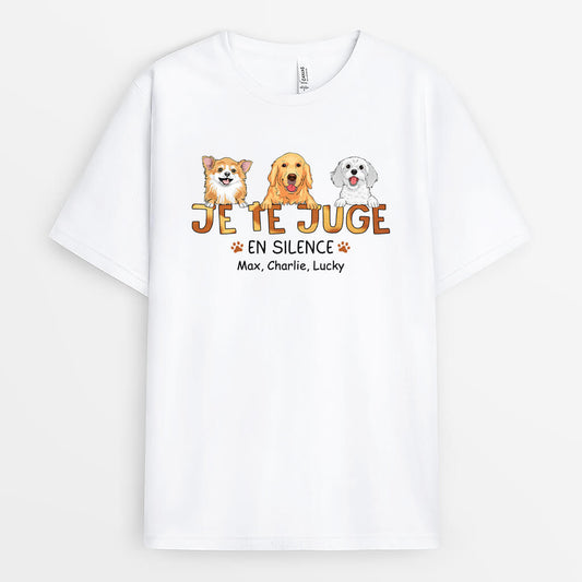 3390AFR1 je te juge en silence version chien t shirt chien personnalise