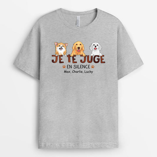 3390AFR2 je te juge en silence version chien t shirt chien personnalise