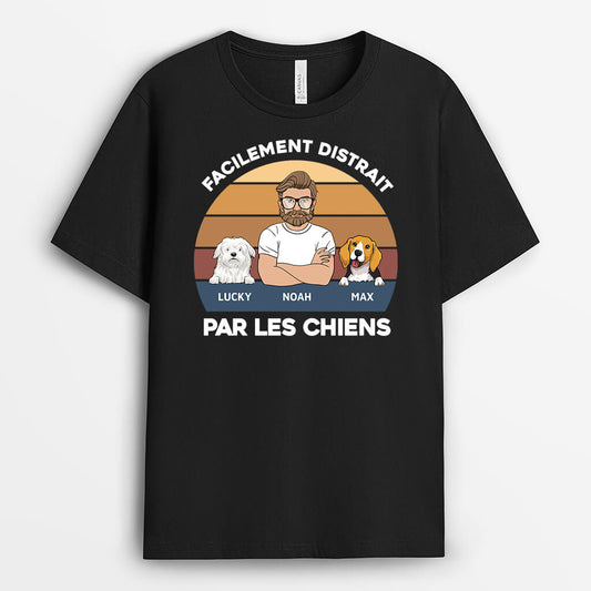 3391AFR2 facilement distrait_e_ par les chiens t shirt personnalise avec chien