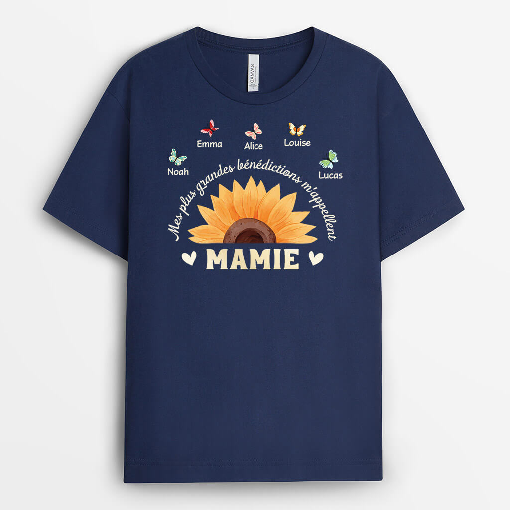 3392AFR1 mes plus grandes benedictions mappellent mamie tee shirt pour mamie