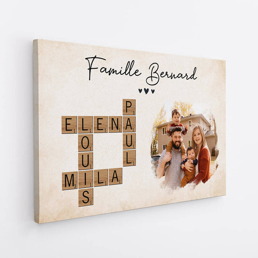 3396CFR2 les prenoms de la famille en mots croises avec photo personnalisable toile personnalisee famille