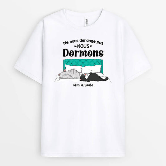 3398AFR1 ne me derange pas je dors version chat tee shirt personnalise chat