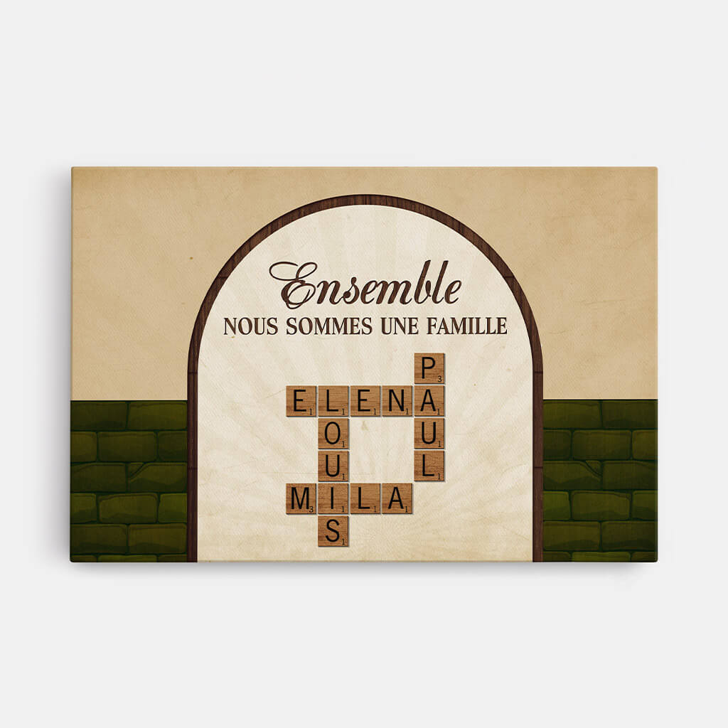 3400CFR1 ensemble nous formons une famille avec mots croises retro toile personnalisable famille