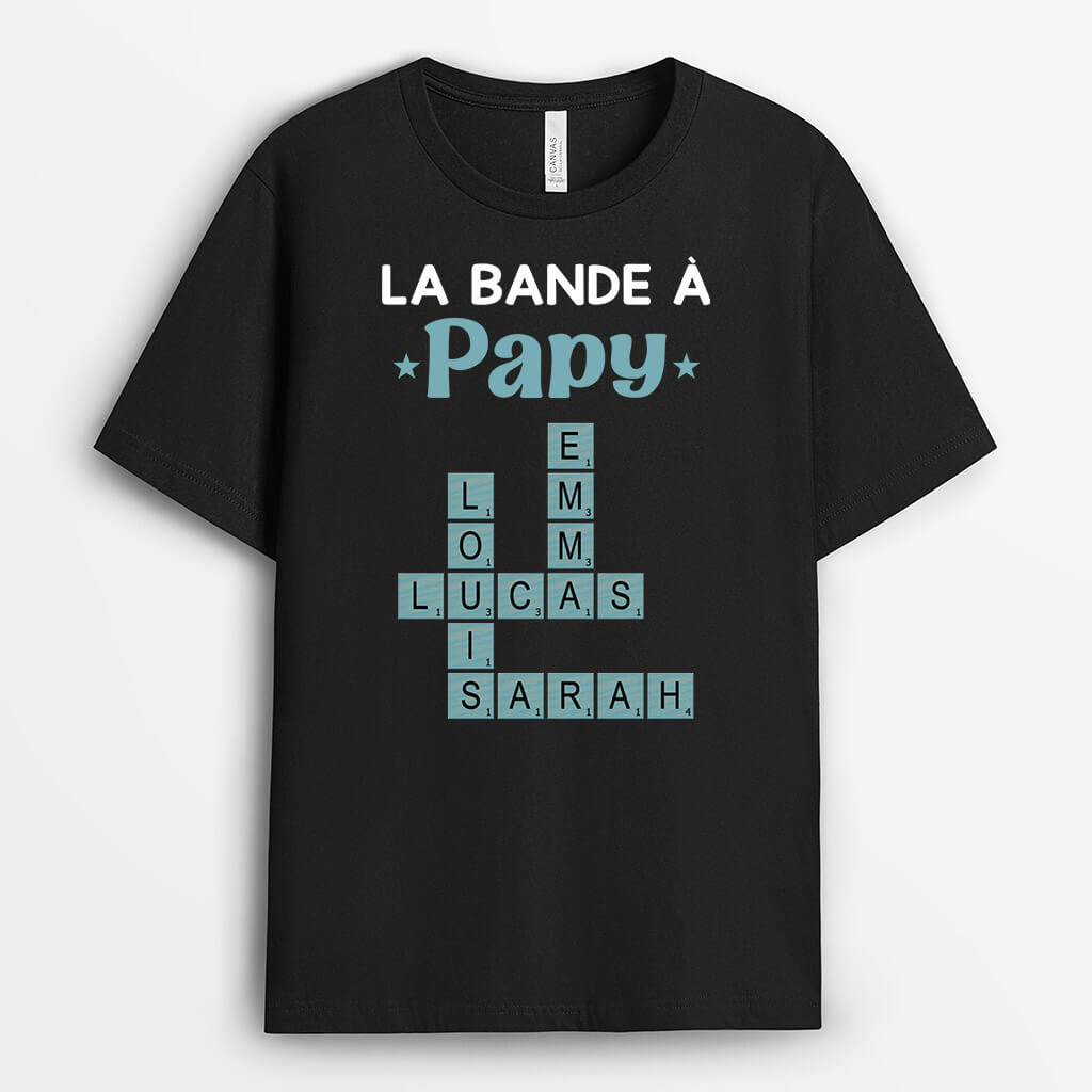 3402AFR1 la bande a papy avec mots croises bleus t shirt papy personnalise