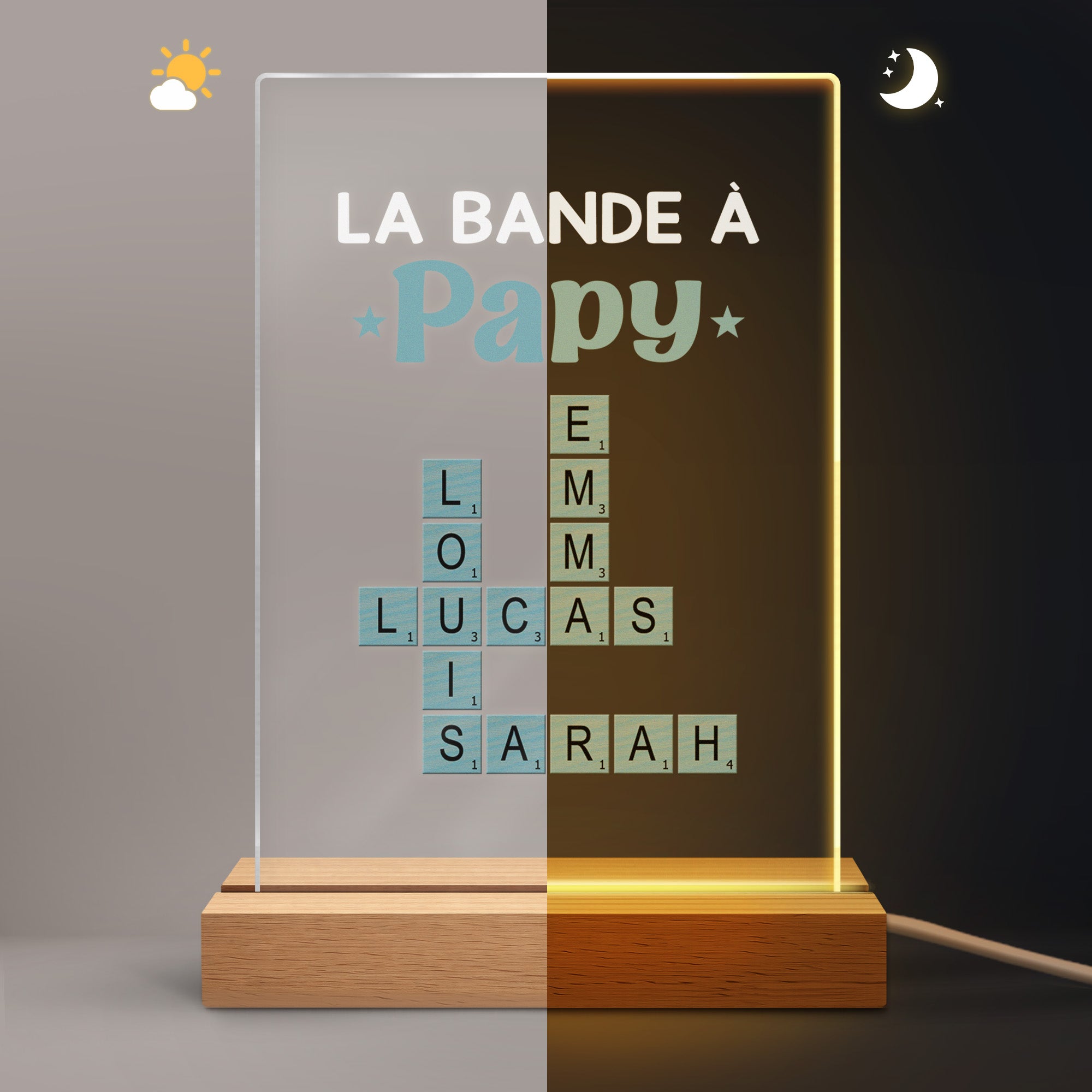 3402LFR5 la bande a maman papa veilleuse mot croise famille personnalisee 3402l8q5a