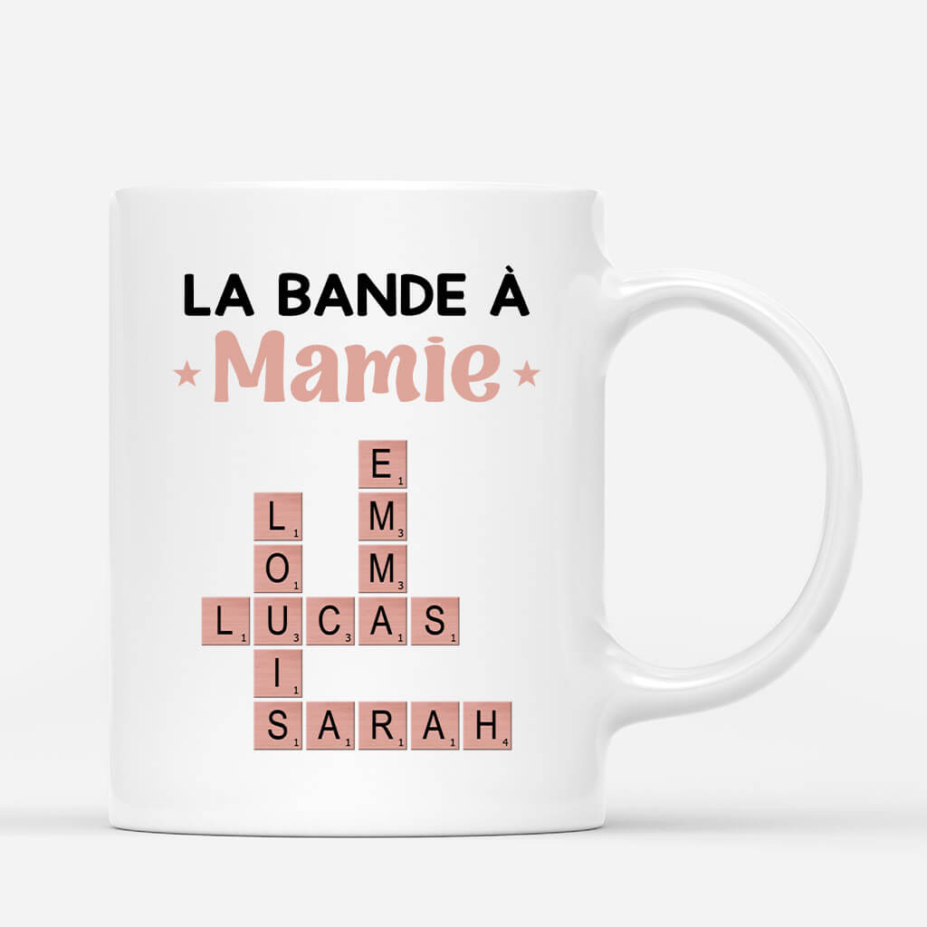 3402MFR1 la bande a mamie avec mots croises bleus mug mamie personnalise