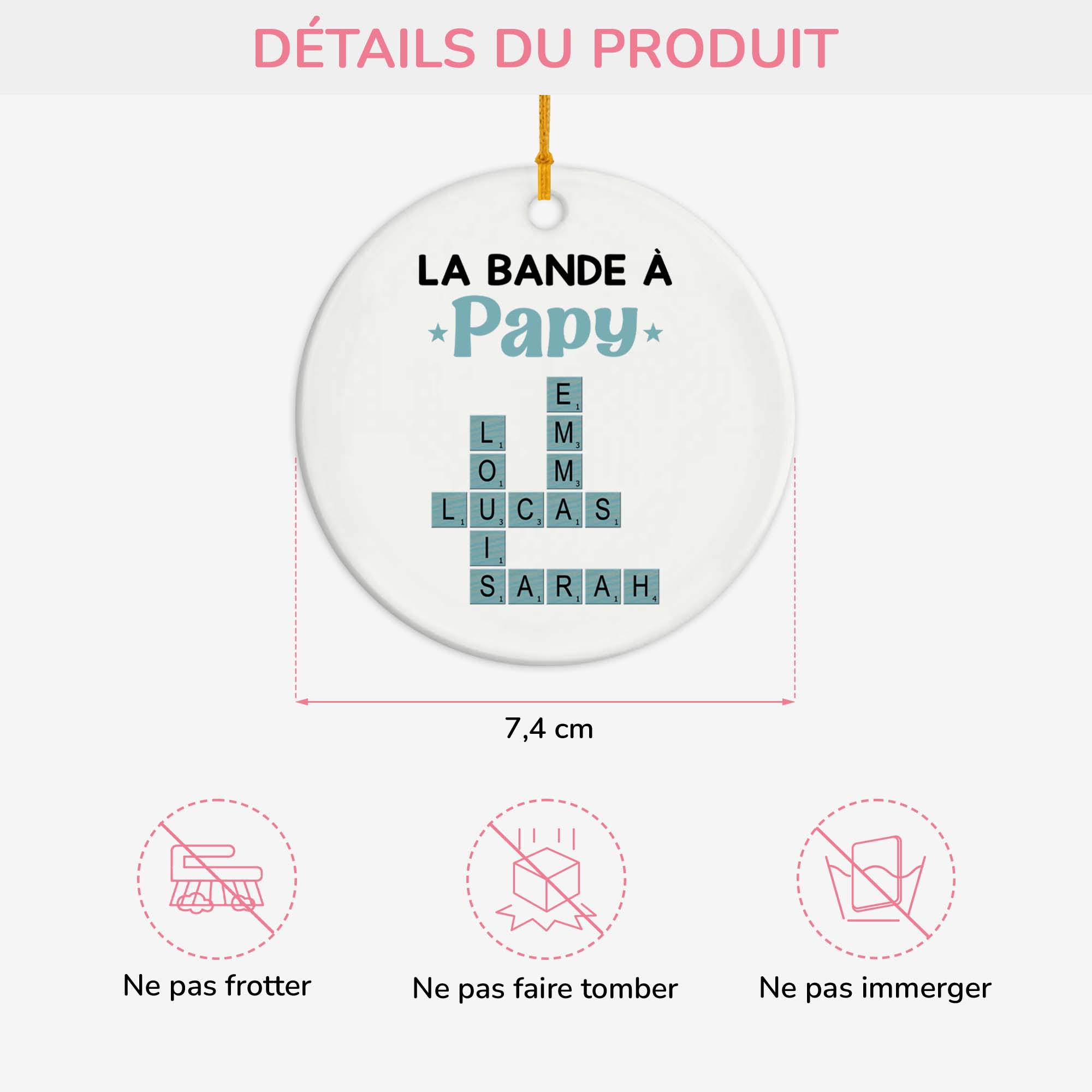 3402OFR3 ornement en verre personnalise la bande a papy cadeau mots croises 3402o8q5b