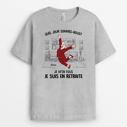 3404AFR2 quel jour sommes nous aujourdhui version homme joyeux t shirt personnalise retraite