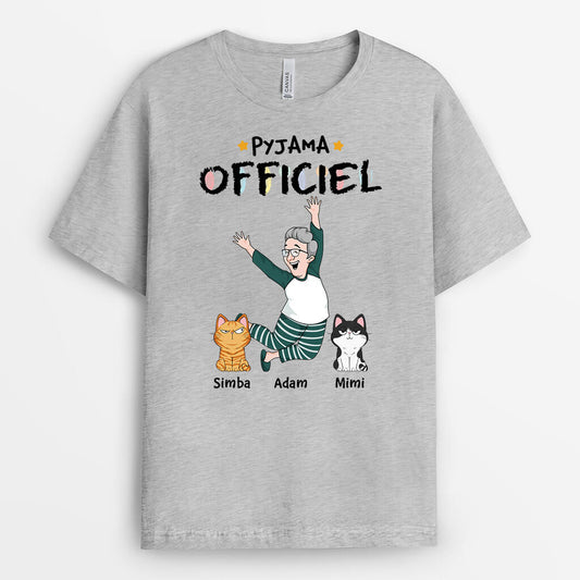 3406AFR2 t shirt officiel de nuit avec chats et illustration drole tee shirt personnalise chat