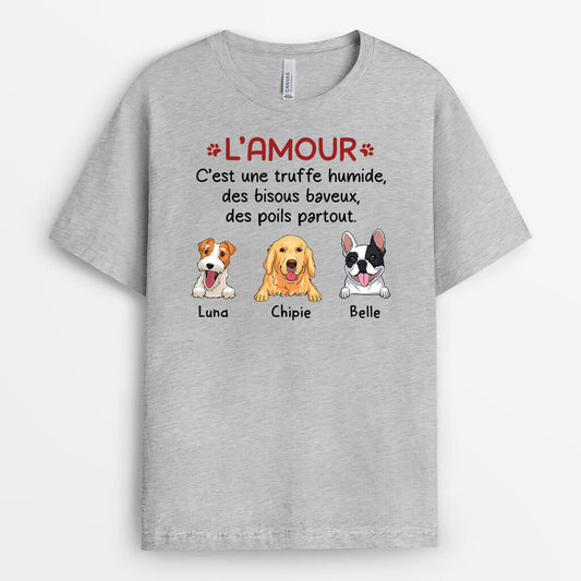 3418AFR1 lamour cest une truffe humide version chien t shirt chien personnalise