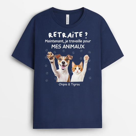 3420AFR2 maintenant je travaille pour mes animaux t shirt personnalise chien et chat