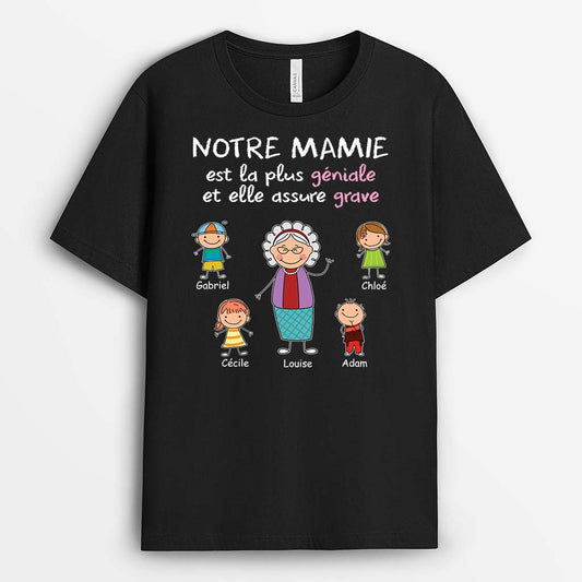 3423AFR1 notre mamie est la plus geniale t shirt personnalise mamie