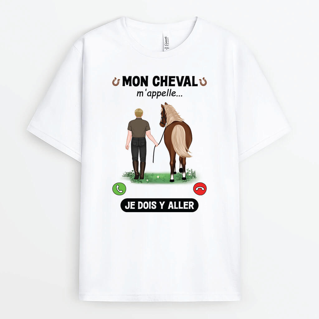 3426AFR1 mon cheval mappelle version homme t shirt cheval personnalise