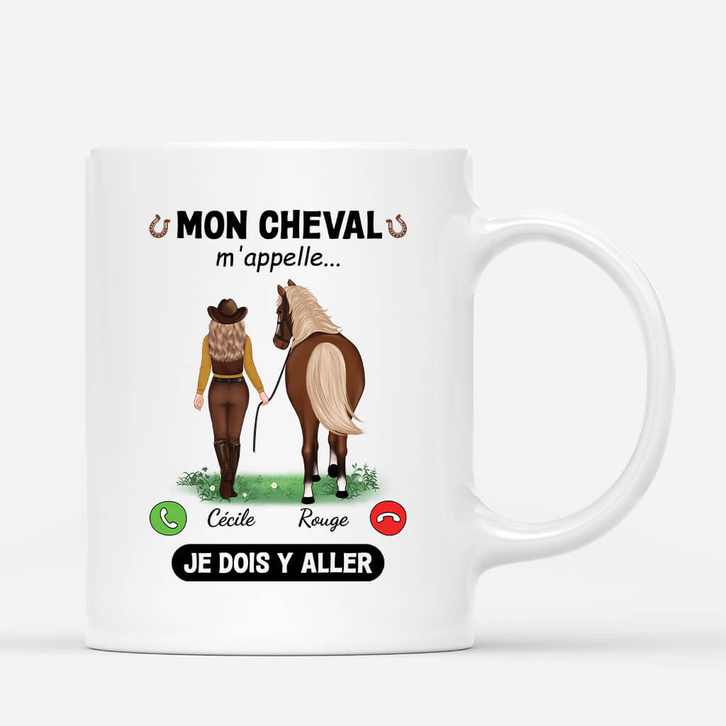 3426MFR1 mon cheval mappelle version femme mug personnalise avecanimaux