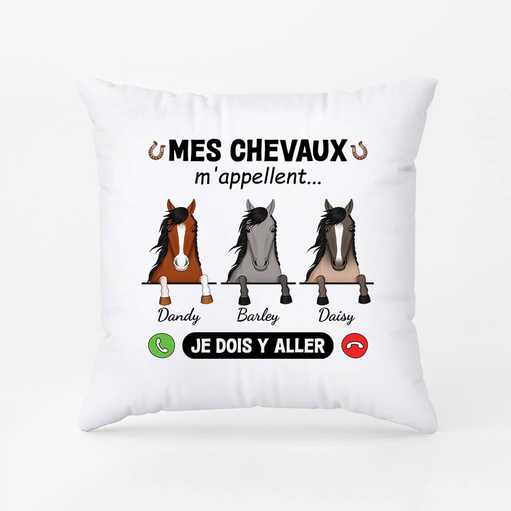 3427PFR1 un appel de mon cheval coussin personnalise avec animaux