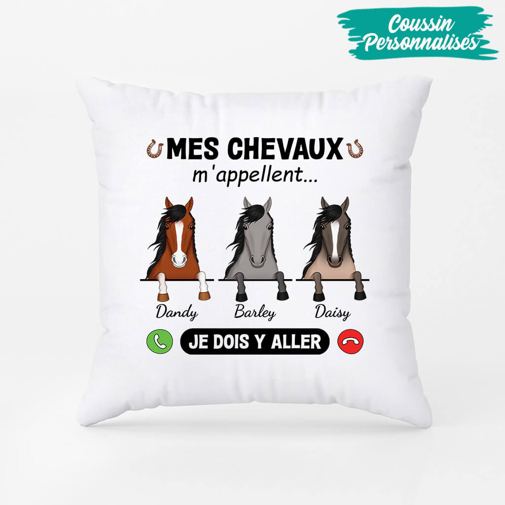 3427PFR2 un appel de mon cheval coussin personnalise avec animaux