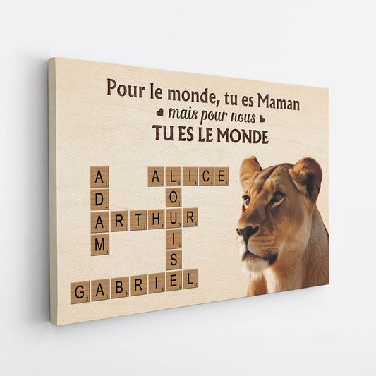 3430CFR2 tu es le monde version mots croises et papa lion toile personnalisee papa