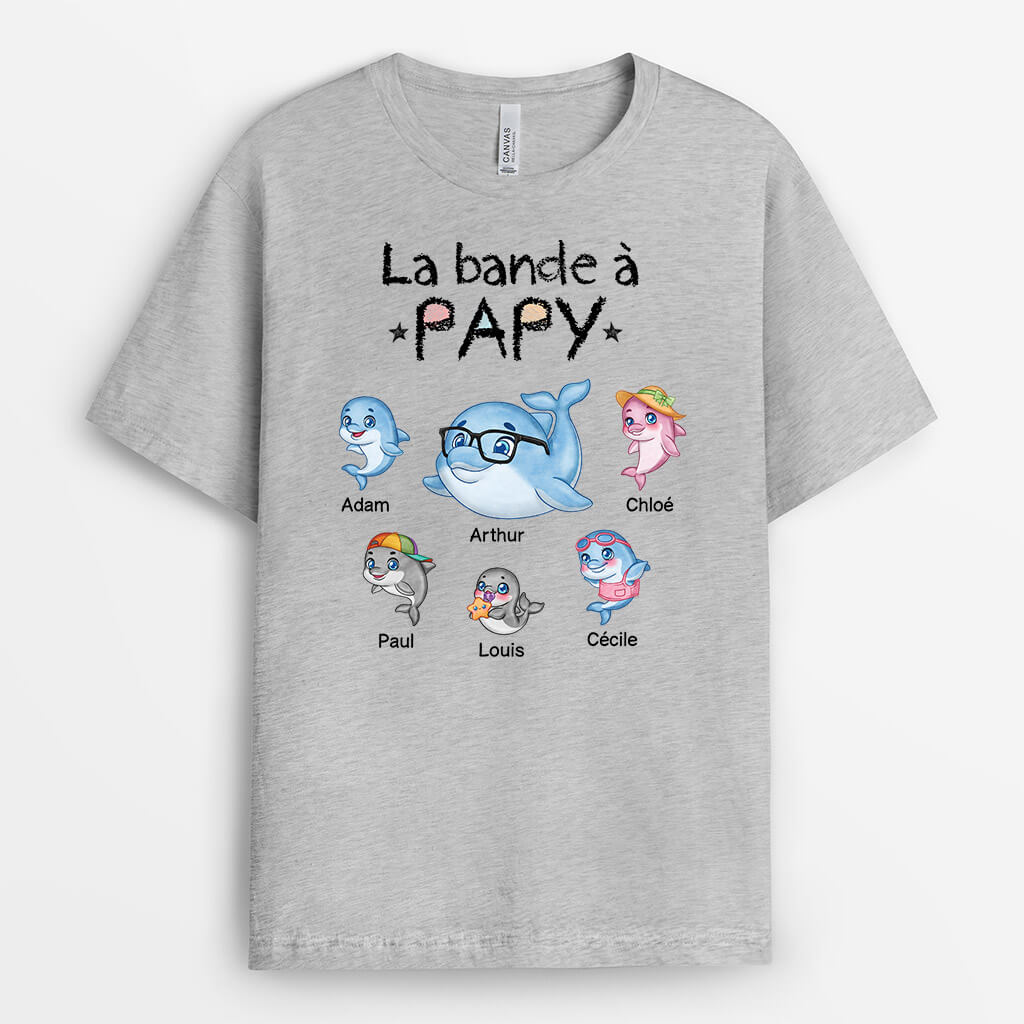 3432AFR1 la bande a papy dauphin t shirt personnalise papy