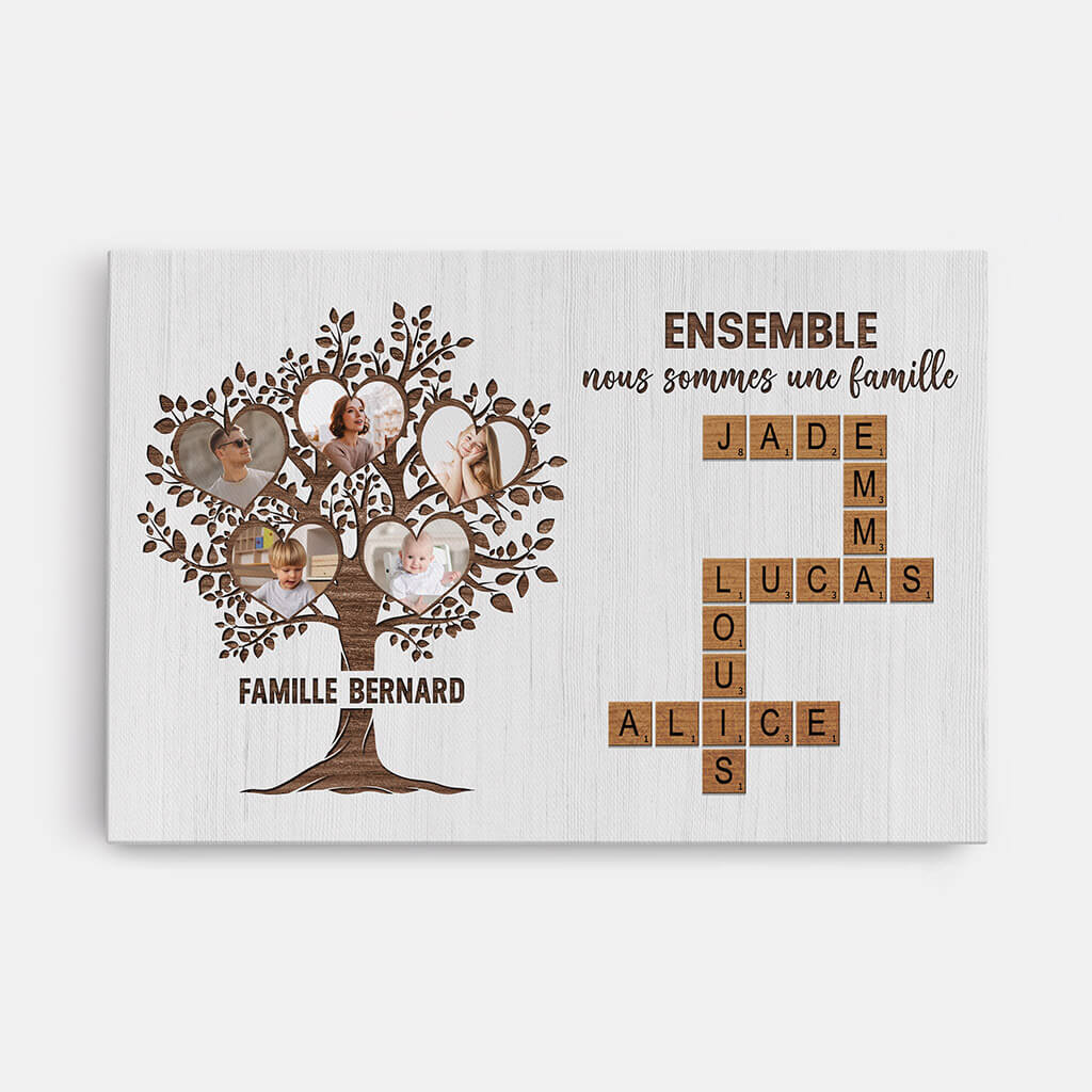 Toile Personnalisée Photo - Mots Croisés Famille - Cadeau Plus