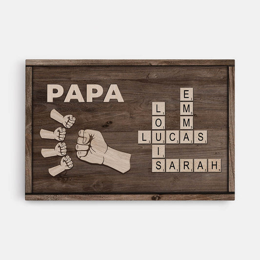 3440CFR1 papa version bosse de poing et mots croises toile personnalisee papa