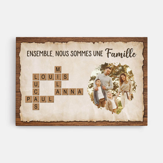 3441CFR1 ensemble nous formons une famille avec photo et mots croises toile personnalisable famille