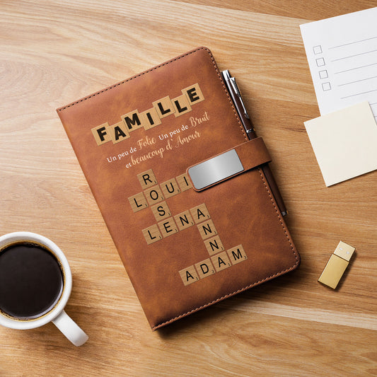 3446MFR1 coffret carnet cuir personnalise_ imprime uv amour de famille avec mots croises 3446mosv5i_1