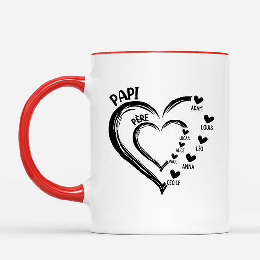 3451MFR2 papa papy avec coeurs bleus mug pour papy personnalisable